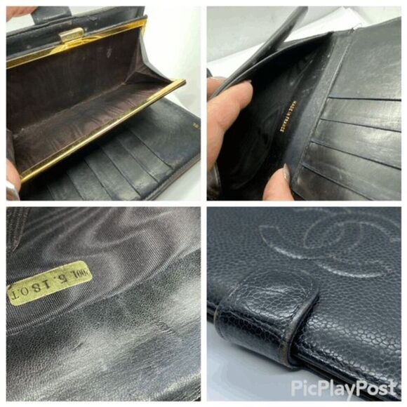 Authentic Vintage Chanel Black Caviar Leather Long Designer Wallet - Picture 3 of 16
